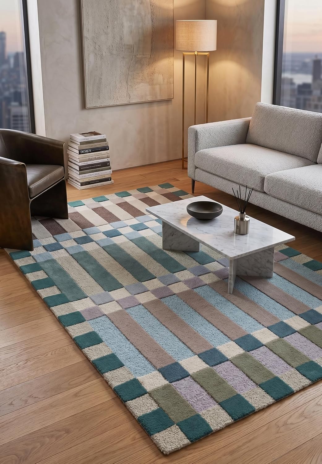 Hand-Tufted Wool Plaid Checkered Area Rug