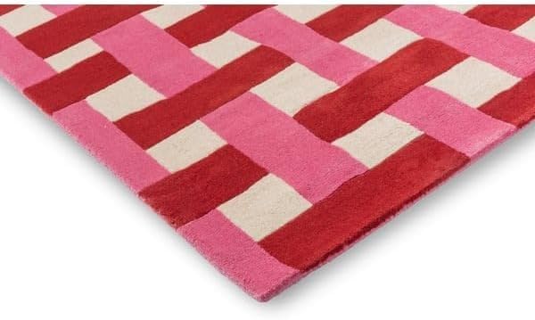 Hand-Tufted Basketweave Wool Area Rug, Modern Checkered Plaid Pattern,