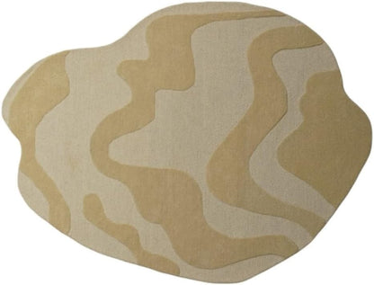 Handmade Wool Area Rug – Irregular Shape, Modern Wavy Contour,