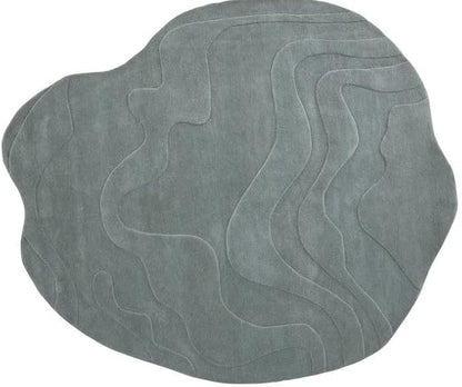 Handmade Wool Area Rug – Irregular Shape, Modern Wavy Contour,