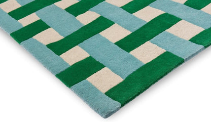 Hand-Tufted Basketweave Wool Area Rug, Modern Checkered Plaid Pattern,