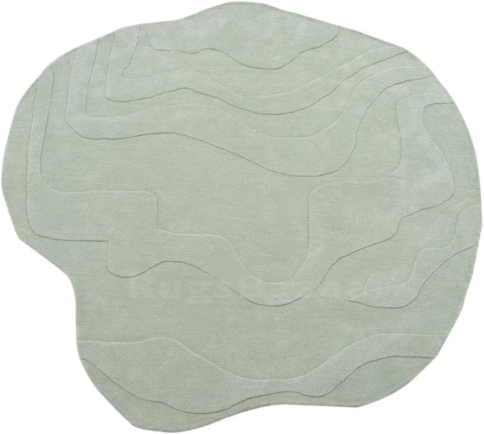 Handmade Wool Area Rug – Irregular Shape, Modern Wavy Contour,