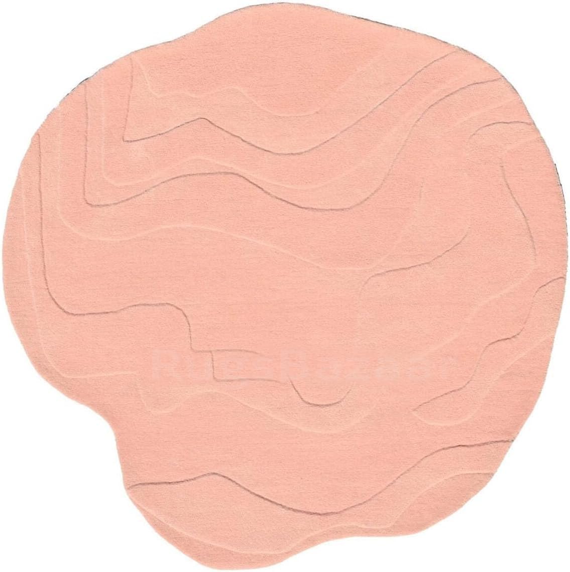 Handmade Wool Area Rug – Irregular Shape, Modern Wavy Contour,