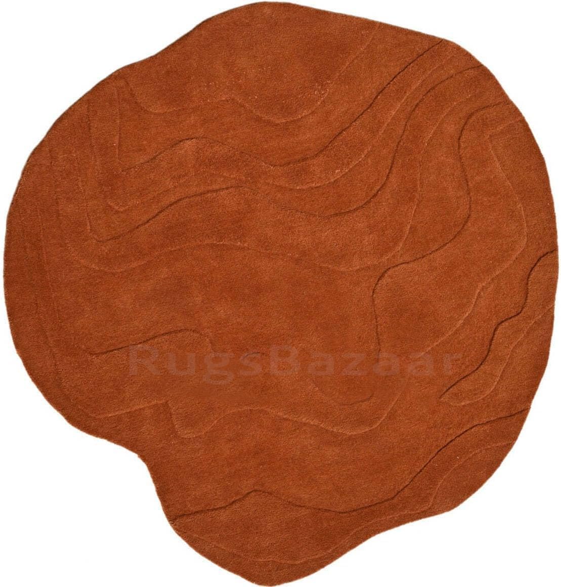 Handmade Wool Area Rug – Irregular Shape, Modern Wavy Contour,