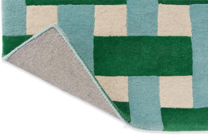 Hand-Tufted Basketweave Wool Area Rug, Modern Checkered Plaid Pattern,