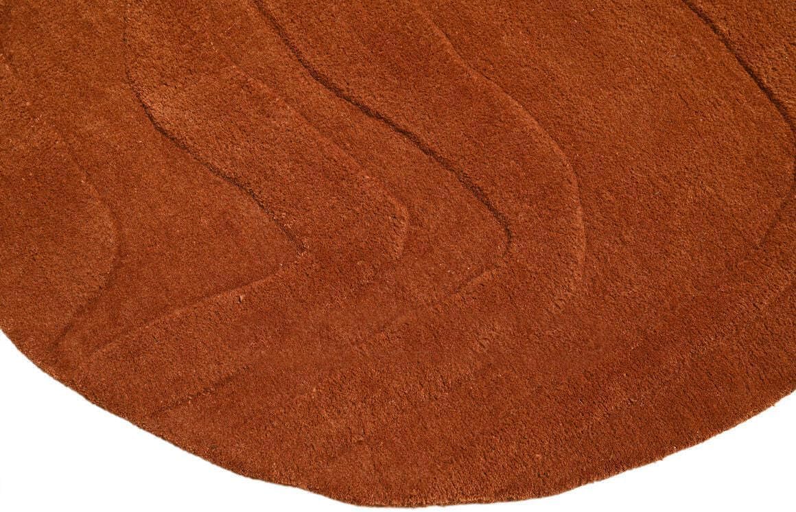 Handmade Wool Area Rug – Irregular Shape, Modern Wavy Contour,