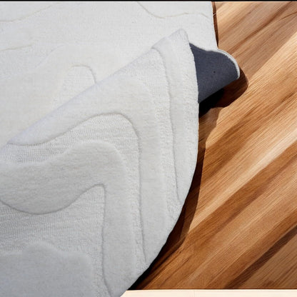Handmade Wool Area Rug – Irregular Shape, Modern Wavy Contour,