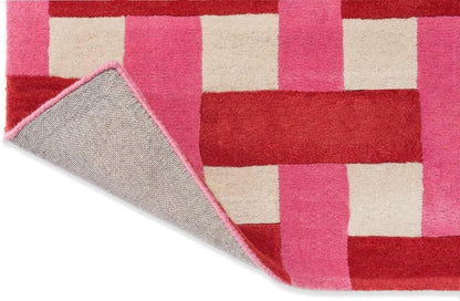Hand-Tufted Basketweave Wool Area Rug, Modern Checkered Plaid Pattern,