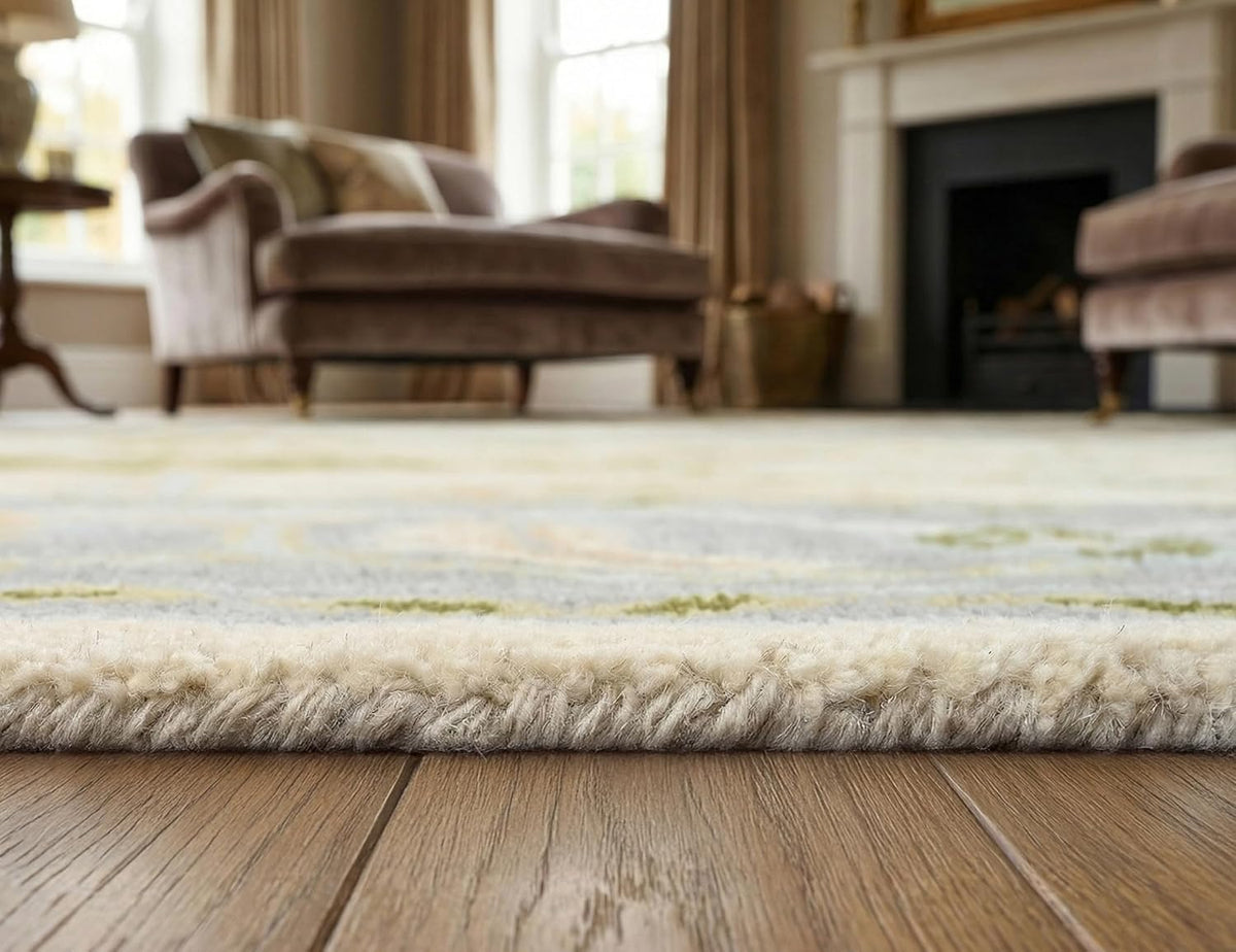 Hand Tufted Oushak Wool Area Rug – Traditional Floral Oriental Vintage Style Carpet