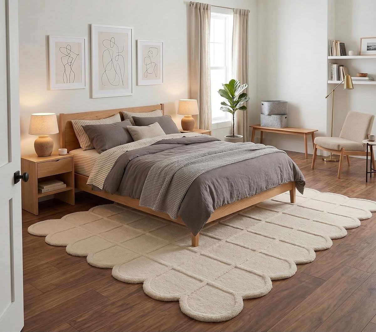 Selena Scallop Wool Area Rug – Hand-Tufted, Scalloped Edge