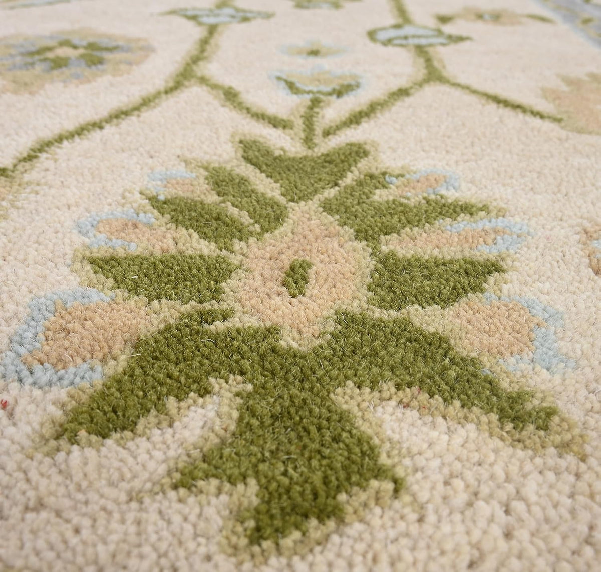 Hand Tufted Oushak Wool Area Rug – Traditional Floral Oriental Vintage Style Carpet