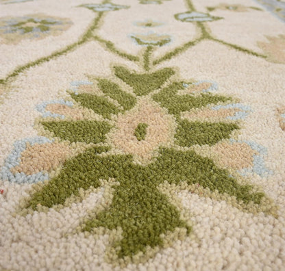 Hand Tufted Oushak Wool Area Rug – Traditional Floral Oriental Vintage Style Carpet
