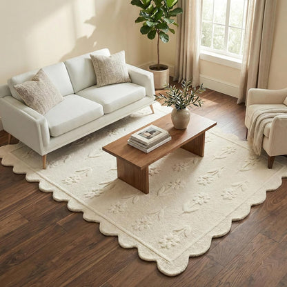 Jessa Scallop Floral Wool Area Rug