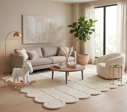 Selena Scallop Wool Area Rug – Hand-Tufted, Scalloped Edge