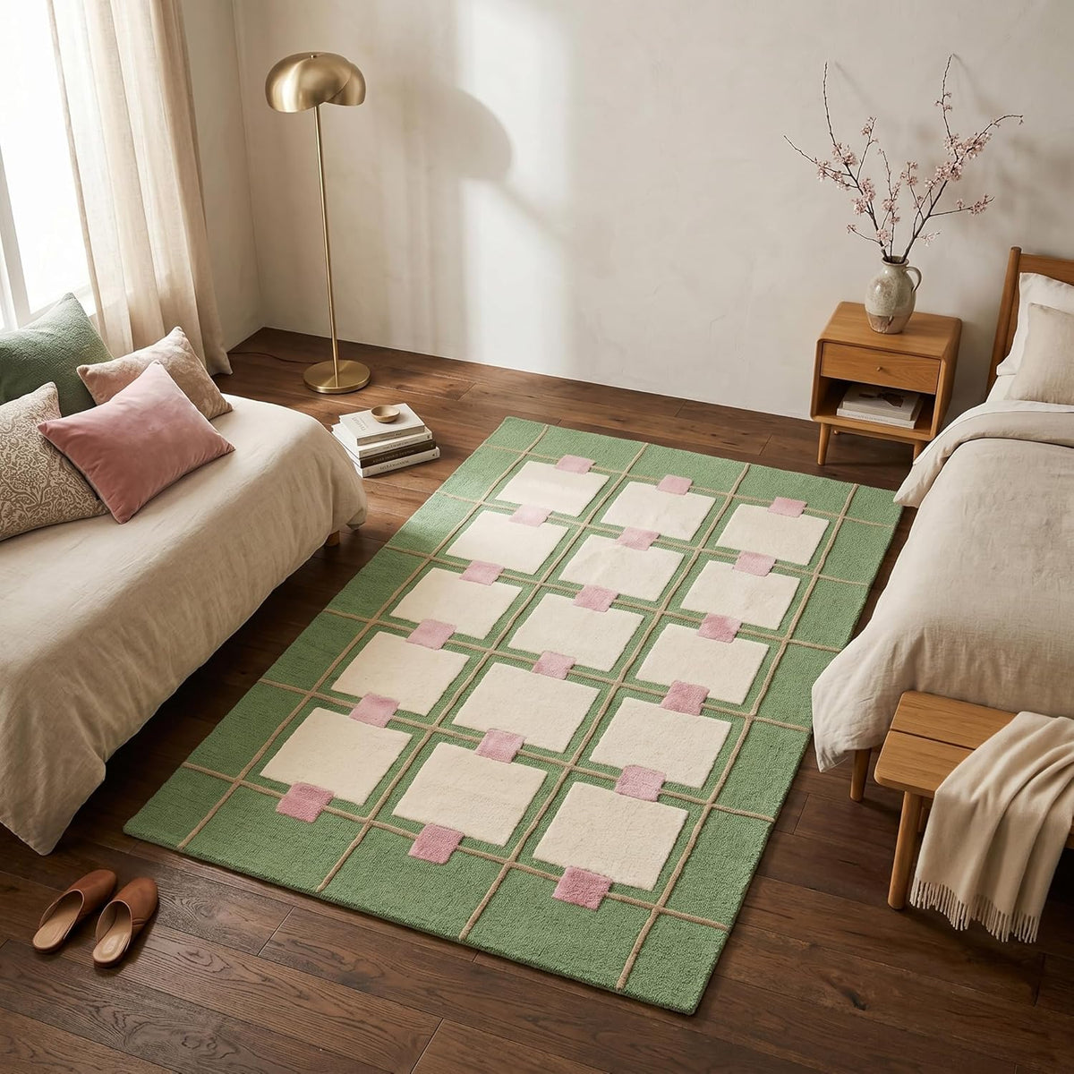 Greer Hand-Tufted Wool Area Rug – Modern Geometric Grid Pattern