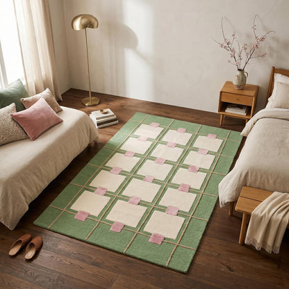 Greer Hand-Tufted Wool Area Rug – Modern Geometric Grid Pattern