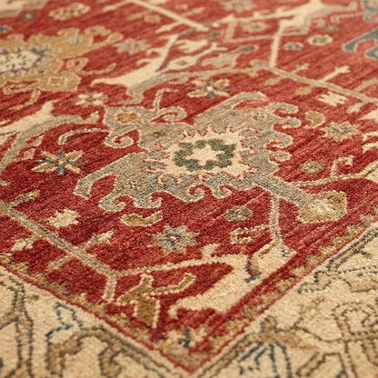 Traditional Handmade Wool Area Rug – Oriental Medallion Floral Pattern