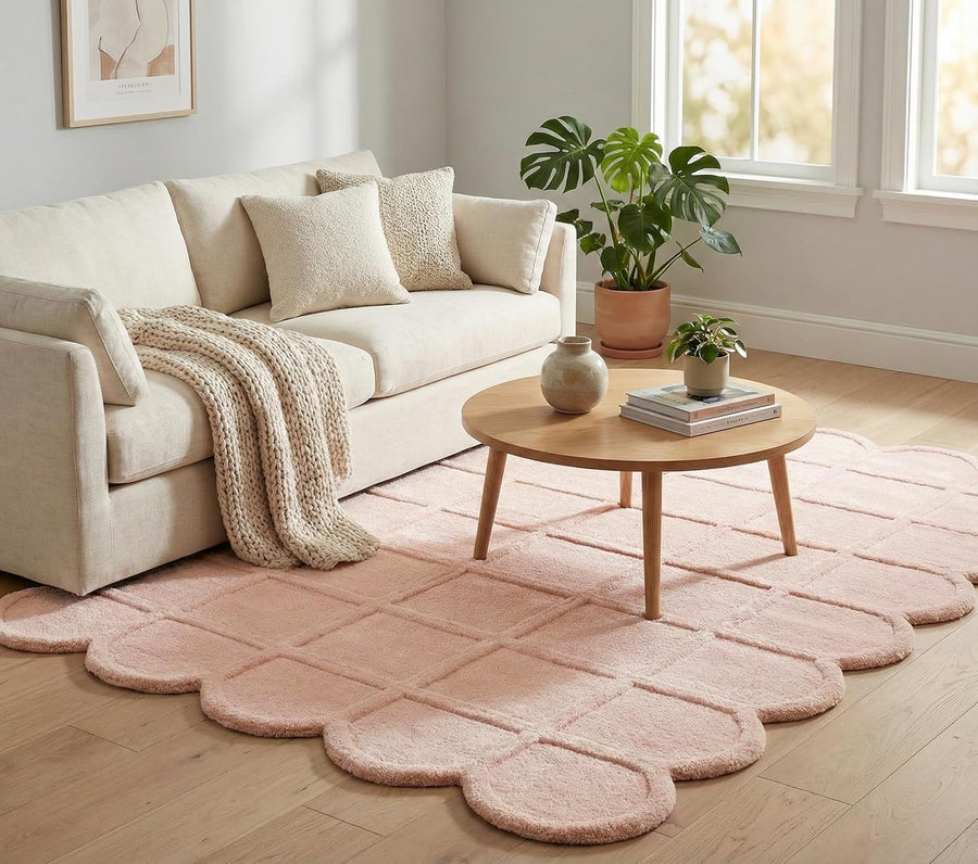 Selena Scallop Wool Area Rug – Hand-Tufted, Scalloped Edge
