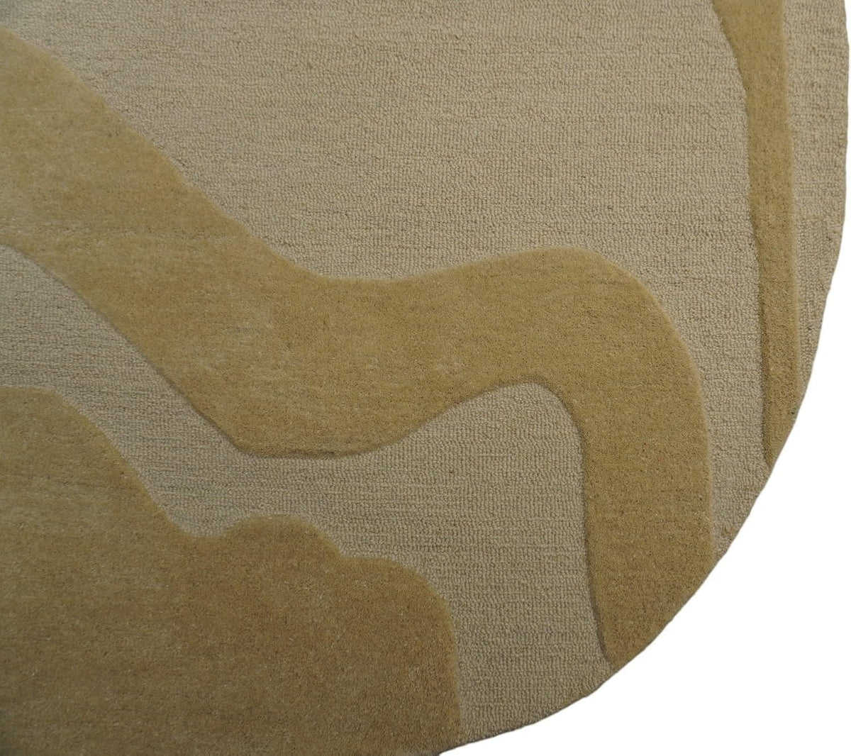 Handmade Wool Area Rug – Irregular Shape, Modern Wavy Contour,