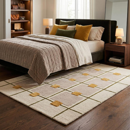 Greer Hand-Tufted Wool Area Rug – Modern Geometric Grid Pattern