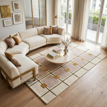 Greer Hand-Tufted Wool Area Rug – Modern Geometric Grid Pattern