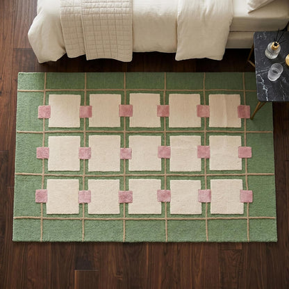Greer Hand-Tufted Wool Area Rug – Modern Geometric Grid Pattern
