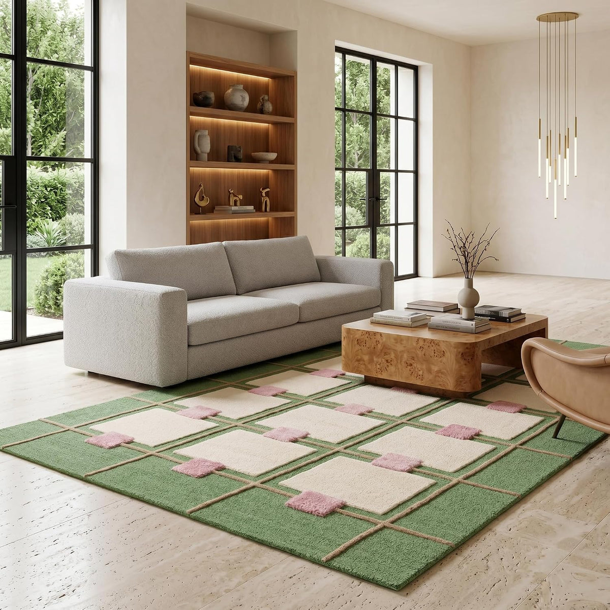 Greer Hand-Tufted Wool Area Rug – Modern Geometric Grid Pattern