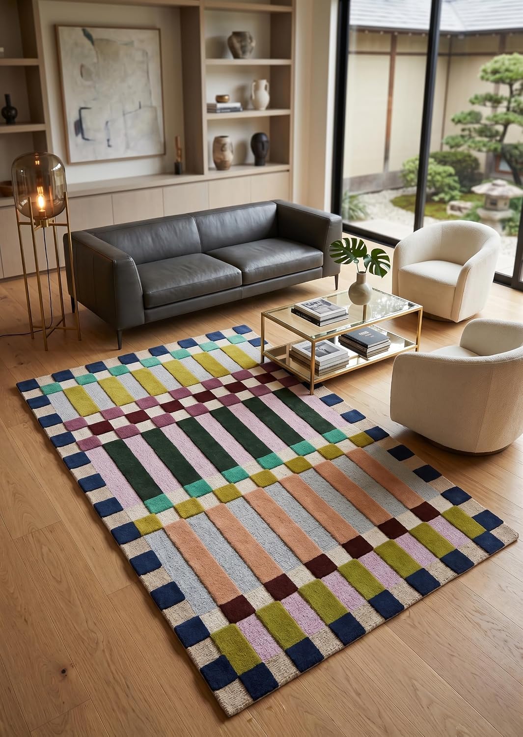 Hand-Tufted Wool Plaid Checkered Area Rug