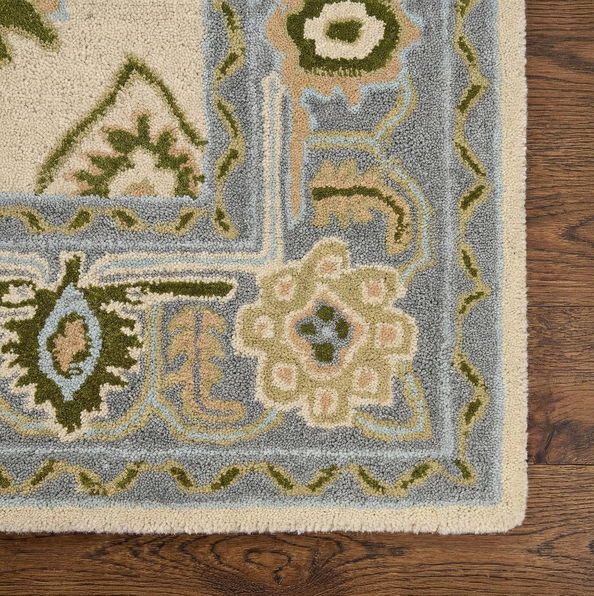 Hand Tufted Oushak Wool Area Rug – Traditional Floral Oriental Vintage Style Carpet