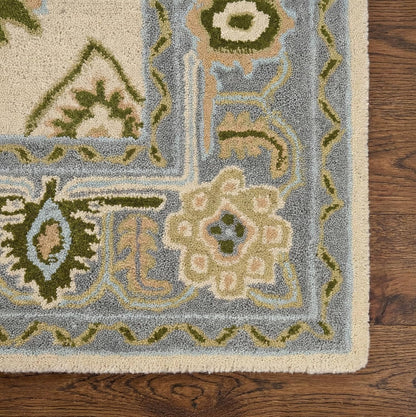 Hand Tufted Oushak Wool Area Rug – Traditional Floral Oriental Vintage Style Carpet
