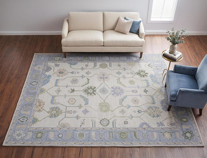 Hand Tufted Oushak Wool Area Rug – Traditional Floral Oriental Vintage Style Carpet