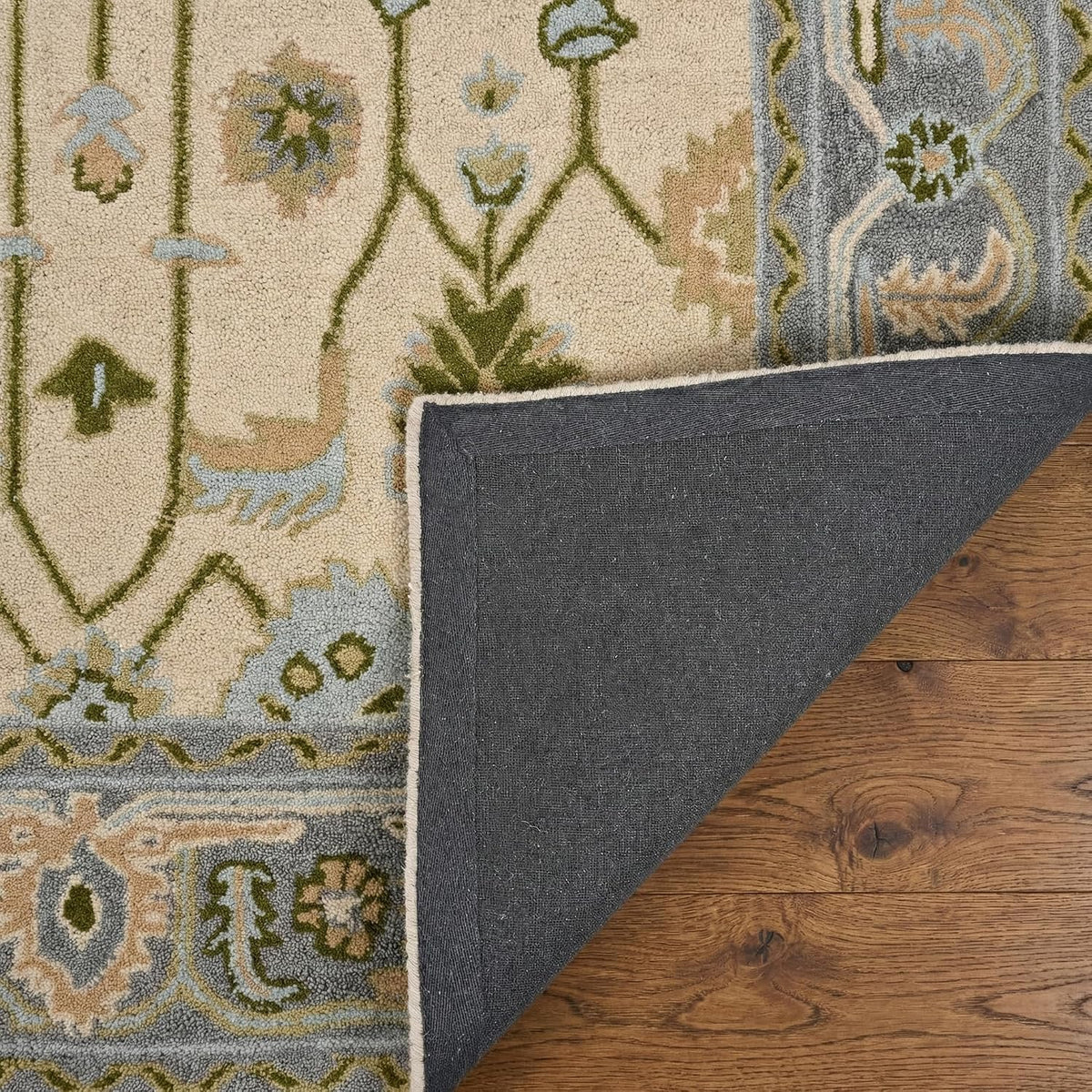 Hand Tufted Oushak Wool Area Rug – Traditional Floral Oriental Vintage Style Carpet