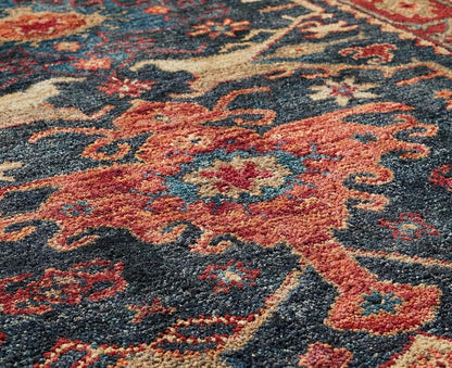 Traditional Handmade Wool Area Rug – Oriental Medallion Floral Pattern