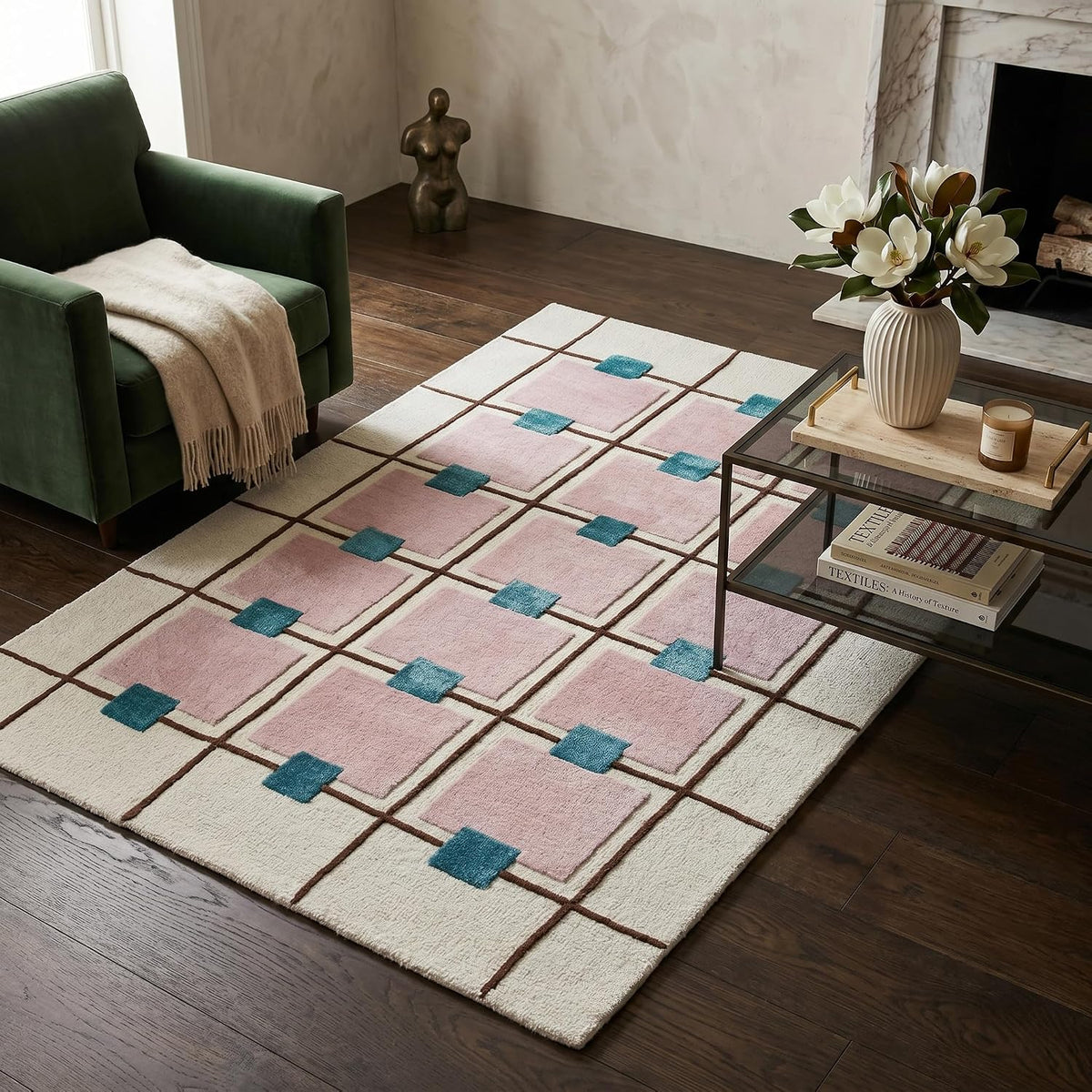 Greer Hand-Tufted Wool Area Rug – Modern Geometric Grid Pattern