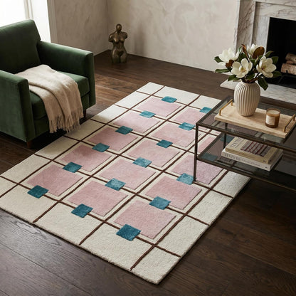 Greer Hand-Tufted Wool Area Rug – Modern Geometric Grid Pattern