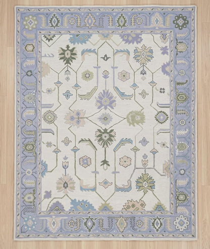 Hand Tufted Oushak Wool Area Rug – Traditional Floral Oriental Vintage Style Carpet