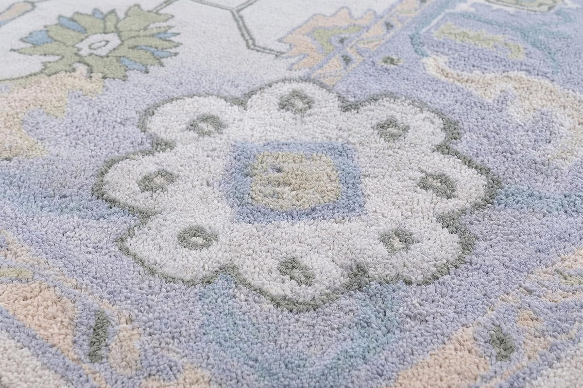 Hand Tufted Oushak Wool Area Rug – Traditional Floral Oriental Vintage Style Carpet