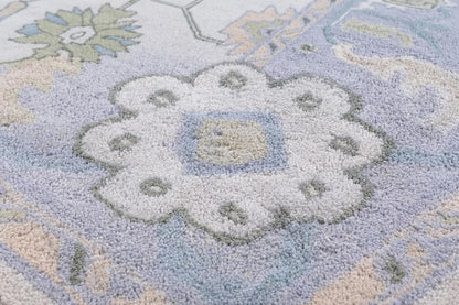 Hand Tufted Oushak Wool Area Rug – Traditional Floral Oriental Vintage Style Carpet