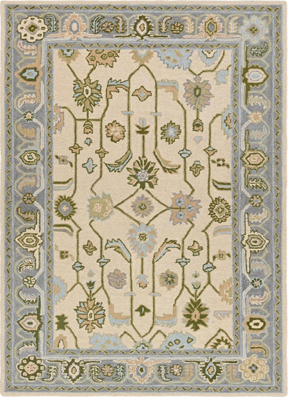 Hand Tufted Oushak Wool Area Rug – Traditional Floral Oriental Vintage Style Carpet